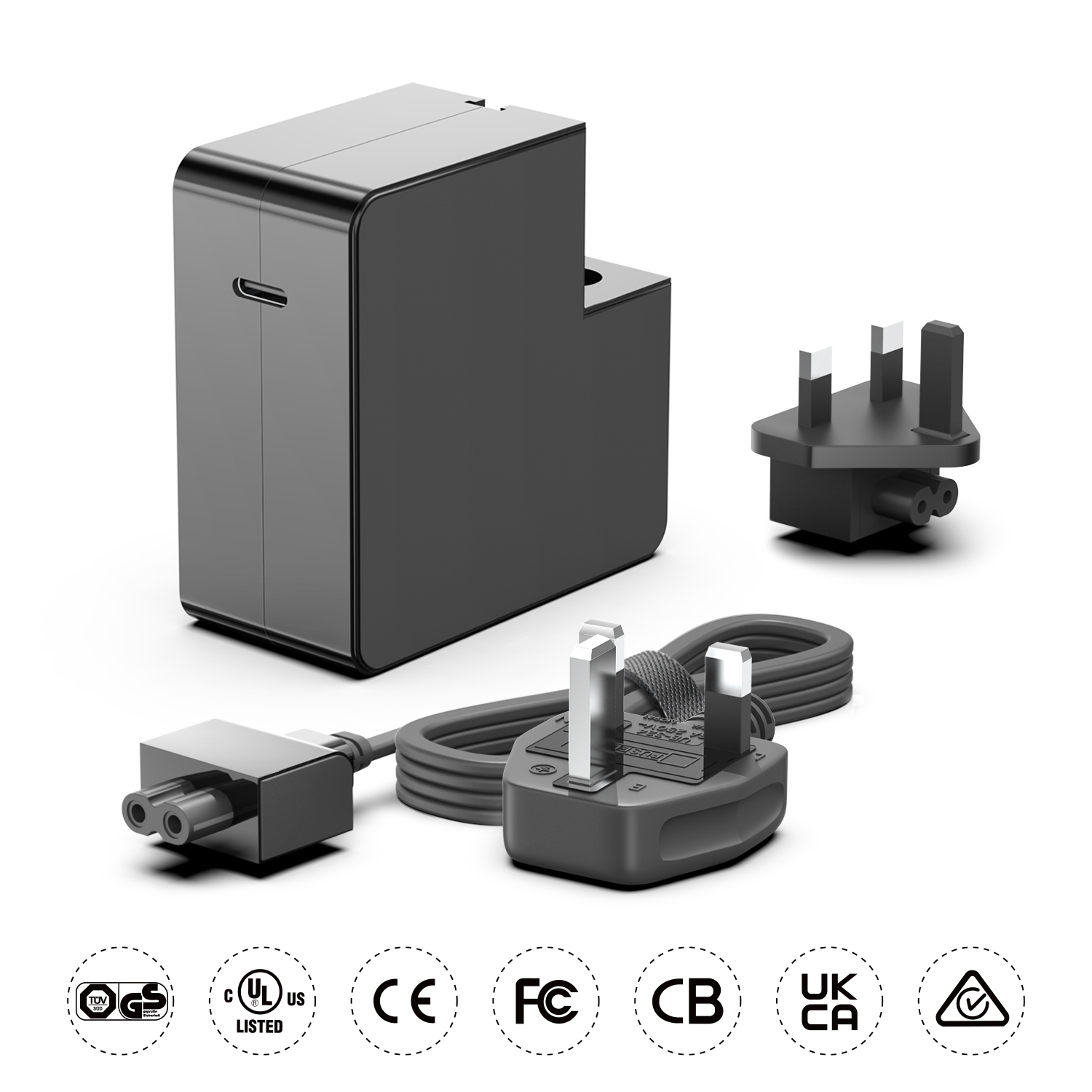 Abnehmbarer 140-W-USB-C-PD-Netzteil mit austauschbaren Steckern